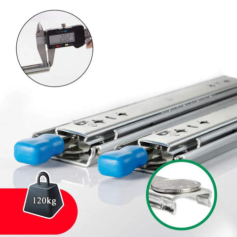 Heavy Duty Metal Drawer Slides Full Extension Cabinet Runners With Lock Silent And Stable 400mm Bead Slides 16 Inch Pair, 120kg