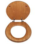 Round Wood Toilet Seat With Durable Chrome Hinges, Natural Oak Veneer Finish, Easy Install, Easy To Clean, Durable Wooden Bathroom Seat For Standard Round Toilets With Beautiful Wood Grain Look