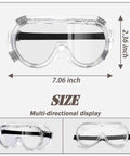 Anti-Fog Safety Goggles With Clear Lens For Industrial And Workshop Use, Scratch-Resistant Protective Eyewear, Size Display