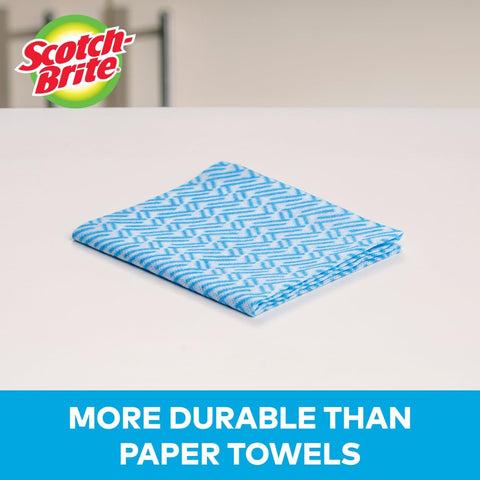 Reusable Kitchen Wipes, 60 Count, Rinse and Reuse Up to 10 Times, Machine Washable, folded blue wipe on surface
