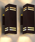 Dusk To Dawn Outdoor Wall Light 2 Pack Brown Up Down Sconce Dope Aluminum Porch Lighting For House Front Door IP65 Modern Exterior Fixture