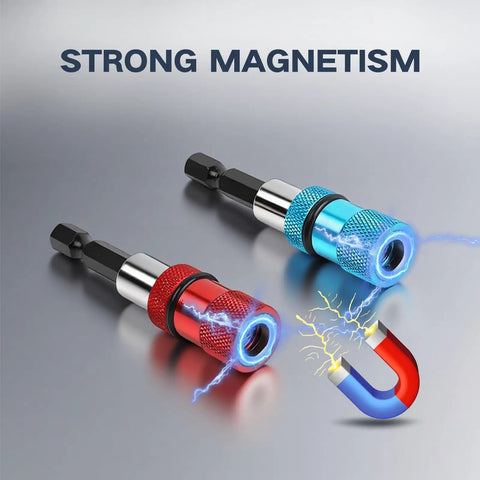 Hella Solid Six Piece Magnetic Hex Shaft Quick Change Adapter For Power Drills Heavy Duty showcasing red and blue magnetic adapters.