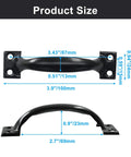 4 Pack Black Antique Gate Pull Handles 4 Inch Curved Metal Door Pulls For Cabinets Furniture Kitchen Drawers Dresser And Barn Doors With Screws Vintage Style Hardware Smooth Finish And Easy Mounting For A Classic Rustic Look showing front and side dimensions.