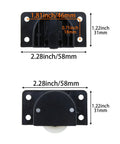 2 Sets 58x31mm Black Sliding Cabinet Hardware Nylon Pulley Roller for Sliding Doors Drawers Windows and Closets Durable ABS Nylon Bearing System Delivers Smooth Quiet Operation and Long Lasting Performance. Image showing dimensions and design.