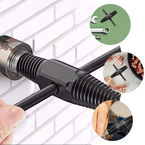 Super Tough Dual-Head Screw Extractor Kit For Stripped Bolts And Water Pipe Fixes, black steel bolt remover on rusted pipe