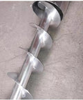 Heavy Duty Vibrating Hopper Feeder Sleek Stainless Steel Auto Screw Conveyor close-up of stainless steel spiral auger with smooth finish.