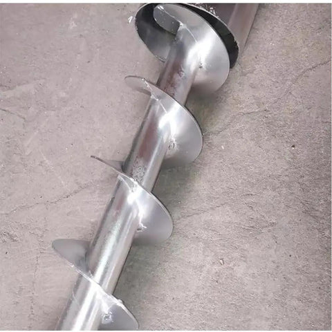 Heavy Duty Vibrating Hopper Feeder Sleek Stainless Steel Auto Screw Conveyor close-up of stainless steel spiral auger with smooth finish.