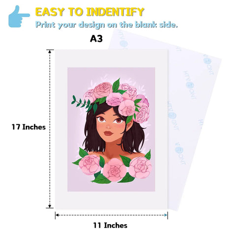 Dark Color T Shirts Heat Transfer Paper 11x17 Inch Pack Of 10 For Inkjet Printers - Easy To Use No-Fuss Iron On Printable Vinyl sheet