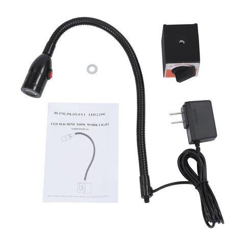 Heavy Duty Led Magnetic Work Light With Flexible Gooseneck Lamp Providing 550 To 650 Lumens Bright Illumination For Lathe Milling Machine And Drill Press Industrial Workshop Tasks with user manual and charger