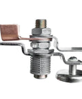 Close-up of Super Solid Magnetic Welding Ground Clamp With Fox Style Plate and Iron Artifact, showcasing durable metal components.