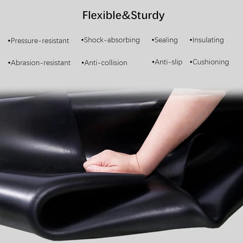 Hand pressing solid neoprene rubber sheets and strips for DIY gasket material sealing liners shields padding weather stripping, 12 inches wide, one fifth inch thick, one hundred twenty inches long, no adhesive. Flexible and sturdy.