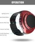 Red Waterproof Wireless Bluetooth Speaker Watch With FM Radio MP3 Player TWS Pairing Selfie Remote Ultra Long Standby Time