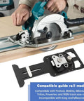 11-Position Adjustable Track Saw Square With CNC Machining For Top Notch Precision Cutting, 60 Degree, 45 Degree, 30 Degree And Other Positive And Negative Angle Stops, Universal Track Saw Accessory For Accurate Miter Cuts And Fast Layouts. black metal track saw square with angle guide on rail