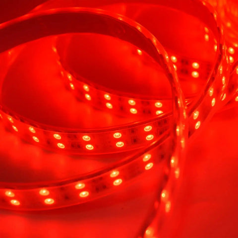 Five 5M RGB LED Strips Kit With IP67 Waterproof Silicone Sleeve, SMD5050 Double Row 120 LEDs Per Meter, glowing red light detail