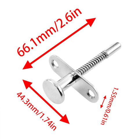 Straight Up Heavy Duty Stainless Steel Spring Plunger Latch With Corrosion Resistant Bolt and Four Included Mounting Screws Built Tough For Furniture Cabinet Doors And Bed Frames Locking Solid and Snapping Right Into Place Every Single Time, 66.1mm length