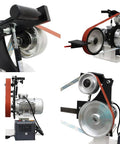 Tabletop Belt Sander And Knife Grinder With Multi Angle Sharpener And Polisher featuring three swappable wheels and a 2200 Watt motor.