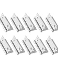 Ten Pack 1.5 Inch Stainless Steel Butt Hinges For Cabinet And Small Box Doors displayed in a row, each with smooth rotation design.