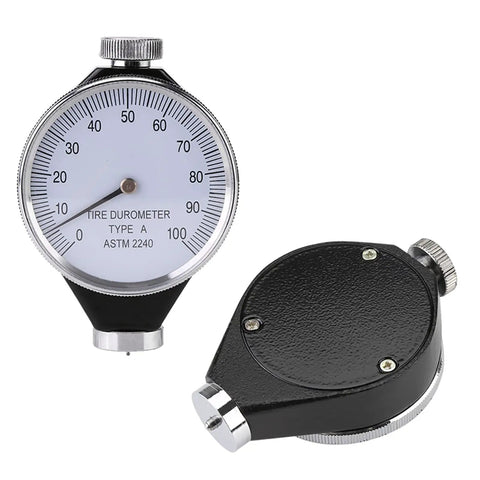 Pro Level Shore A Durometer Hardness Tester For Rubber Plastic And Tire Gauge, showing reading dial and black casing.