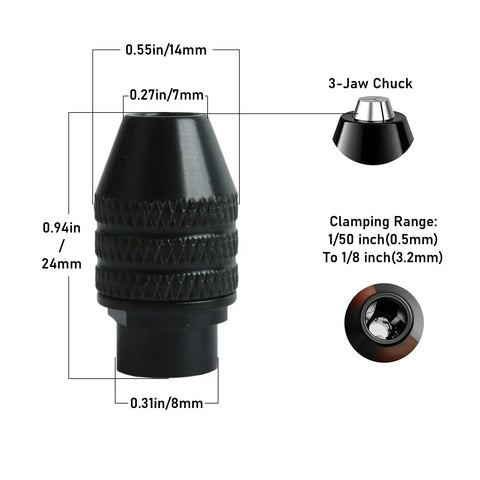 Tough As Nails 10 Pack Keyless Rotary Tool Chuck, 3-Jaw Chuck, clamping range 0.5mm to 3.2mm, suitable for Dremel minis.