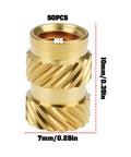 Heat Set Inserts M5 Brass Knurled Threaded Inserts 5x10x7mm for Plastic 3D Printing Prototypes and Electronics Easy Install