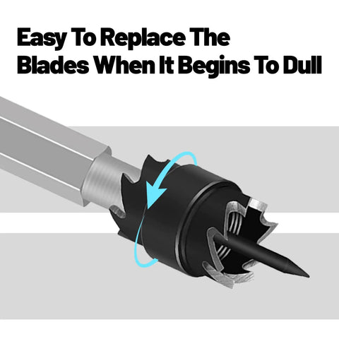 Close-up of Double Sided Spot Weld Cutter Set Three Eighths Inch HSS Remover Bits with replaceable blades feature.