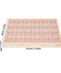 Straight Up Premium Pine Wood Jewelry Tray With 24 Compartments And Plush Velvet Lining To Store Your Bling, 35.5cm by 24cm.