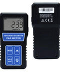 PAR Light Meter for LED Grow Lights with PPFD Data Logging, 400-700nm Range, Ultra Accurate Photosynthesis Readings, Perfect for Indoor Gardening and Aquarium Lighting Intensity Control, front and back view