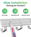 Glue installation of heavy duty wall mounted coat rack set 3 pack with six sturdy hooks for entryway bedroom closet white finish