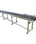 110V PVC Belt Conveyor With Double Guardrail 177 Inch Length 15.7 Inch Width Stainless Steel Belt Anti Static Design