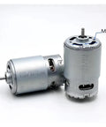 Two Beefy Mini 36mm Micro 555 DC Motor 6V To 24V 12V 18V 24V High RPM 23000 Dual Ball Bearing for DIY drill tools, side view.