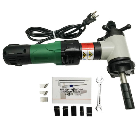 Badass Durable Electric Pipe Beveling Machine With Lightning Fast Internal Expandable Head For Razor Sharp U And V Shaped Chamfers On Stainless And Alloy Pipes Up To Three Inches Built Different with accessories.