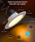 Slick Six Inch Smart Retrofit Recessed Can Lights With Wifi Direct Connect Pushing One Thousand Lumens Fully Dimmable LED downlight detail with controls