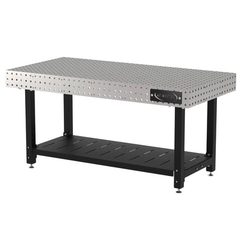 Heavy Duty No Frills Welding Fixture Table 72X36X36 Inches with laser grid top and black under shelf.