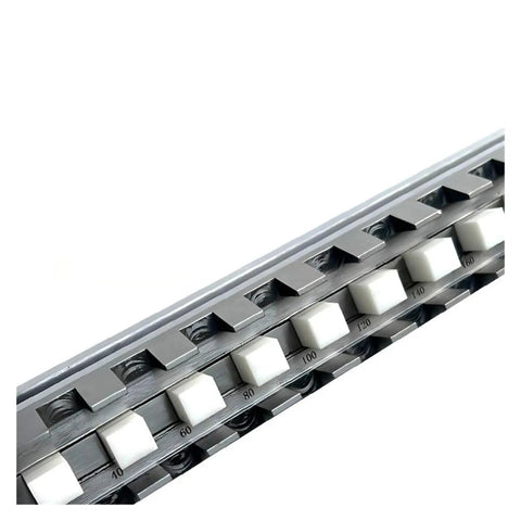 Rock Solid Ceramic Pitch Step Gauge For Router And Table Saw Setup Dual Purpose Measuring Tool with clear increments up to 700mm.