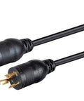 Heavy Duty Locking Extension Cord NEMA L5-20P To L5-20R 20 Amp 125V 12 AWG 10 Foot SJT Rated Black Cable For Home Workshop Jobsite Use Ideal For Generators Power Tools And RV Park Setup, black locking plug and receptacle