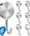 Heavy Duty Swivel Magnetic Hooks With A Killer 60 LB Hold Perfect For Cruise Cabins And RV Travel Gear Hangs Tough No Sweat Easily Rotates For Quick Access Makes Home Organization A Breeze All Around set of 6 silver magnetic hooks