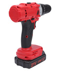 Rig Ready Dual Battery Cordless Drill Driver Kit With 25 Plus 1 Clutch Settings And 25 Newton Meter Torque, side view with battery.