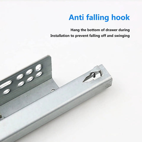 Heavy Duty Soft Close Drawer Slides Full Extension Undermount Runners For Cabinets adjustable anti falling hook detail