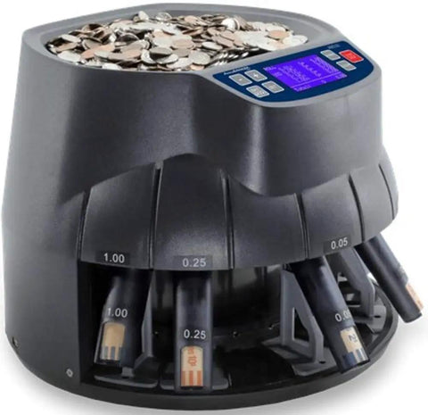 Pro Grade USD Coin Counter and Sorter with Wrapper Roller Fast 350 coins per minute 3000 coin hopper and digital display.