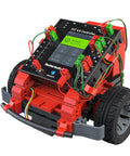 Robotics TXT 4.0 Base Set Robot Kit For STEM Builders, Programmable, Durable Black Design, Hands On Coding And Control, Great For Learning Core Robotics And Engineering. black wheeled robot with TXT 4.0 controller and wired sensors