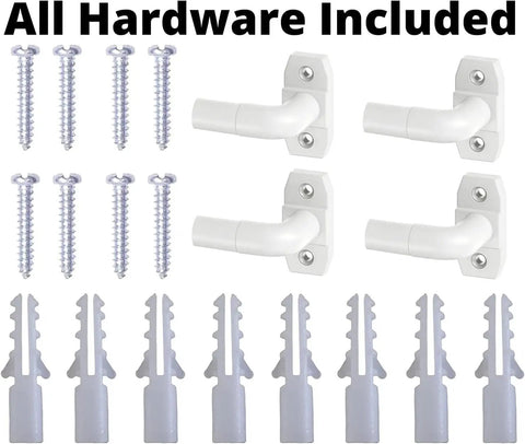All hardware for Two Pack Small Curtain Rods Adjustable 18 to 32 Inches White Sash Rod for French Doors and Windows