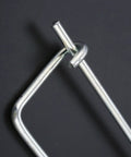 Heavy Duty Steel Brooch Shape Cotter Pins Set Quick Lock Safety Pins Locking Fasteners For Farm Lawn Garden And Hitch Applications 8 Pack 2x45x16mm Zinc Plated Tempered Alloy Steel close-up with pin on black background.