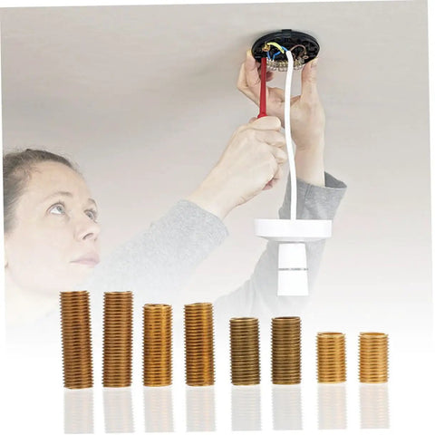 Installing a light fixture using Brass Lamp Rod Nipple Threaded Couplings Kit for Light Fixtures Durable Lamp Repair Parts Hollow Rods.