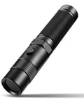 Ultra High Power 365nm UV Flashlight With LG LED Source And Black Filter Lens 3000mW Max Output For Fast UV Curing Pet Urine And AC Leak Detection Glow Rocks Durable Handheld Tool For Pros And DIYers, angled view of black flashlight.