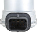 Front view of Silscvtt automatic transmission clutch actuator; silver metal housing with black 8-pin connector