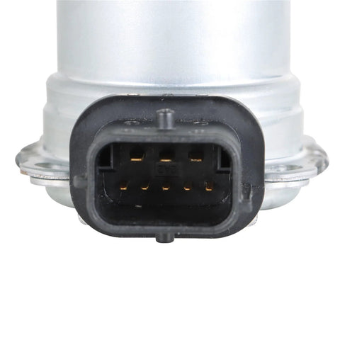 Front view of Silscvtt automatic transmission clutch actuator; silver metal housing with black 8-pin connector