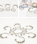 Double Shower Curtain Hooks 12 Pack Stainless Steel Easy Glide Rings arranged in a circle on a white background