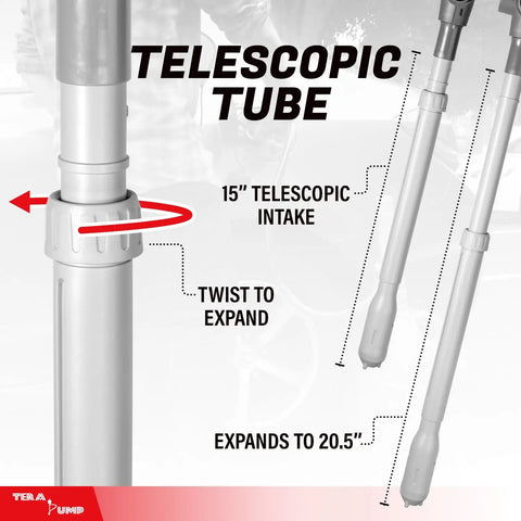 Fuel Transfer Pump With Quick Flow Control Nozzle Siphons Up To 2.6 GPM Dual Trigger Locking Nozzle For Gas Diesel And Watering Smooth Squeeze Operation For Fast Refuels And DIY Spill Free Transfers telescopic tube expands to 20.5 inches