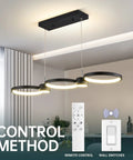 Dimmable 54W LED Chandelier With Remote Control, Modern Pendant Light for Kitchen Island, includes remote and wall switch options