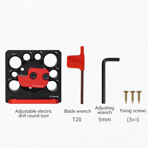 Top Shelf Adjustable Dowel Maker Jig Kit Featuring Slick Anodized Aluminum Build And Razor Sharp Carbide Blades with tools and screws.